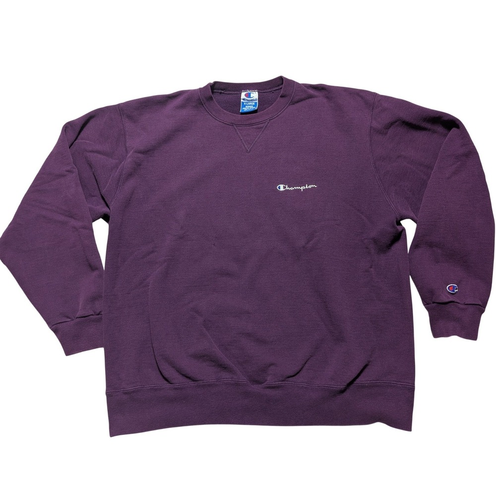 VTG Champion Crewneck Sweatshirt‎ Purple Made in USA XL Embroidered Logo